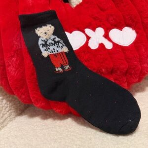 Black Socks with Bear Design